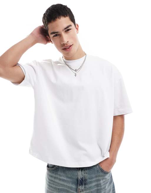 ASOS DESIGN – Hochwertiges Oversize-T-Shirt mit kastigem Schnitt in Weiß aus schwerem Material, 300 g/m² 