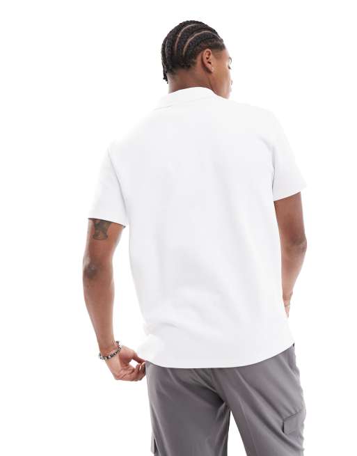 ASOS DESIGN – Hochwertiges Polohemd aus schwerem Interlock-Jersey in Weiß, 300 g/m², 3 von 4