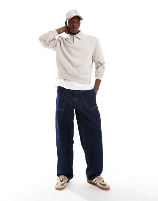 ASOS DESIGN – Hochwertiges Rugby-Sweatshirt aus 400 g/m² schwerem Material in Beige mit extremer Oversize-Passform, 4 von 4