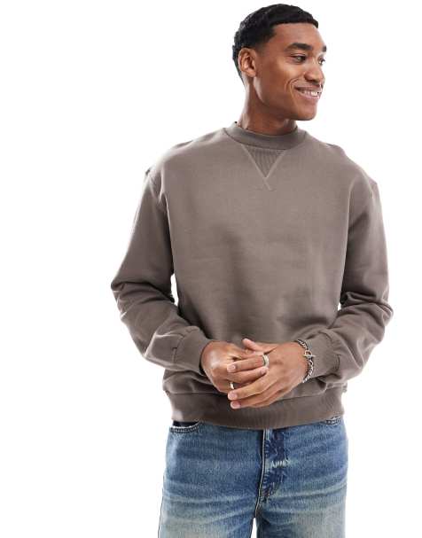 ASOS DESIGN – Hochwertiges, schweres Oversize-Sweatshirt in Braun mit kastigem Schnitt, 400 g/m² - view 1