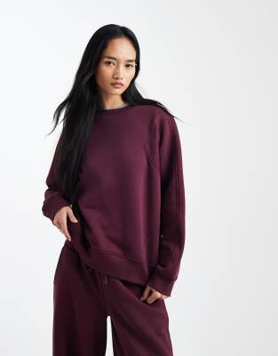 ASOS DESIGN - Hochwertiges schweres Sweatshirt in Feige mit Ziernähten, 500 g/m²-Lila