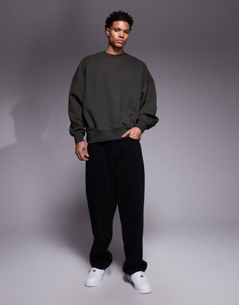 ASOS DESIGN – Hochwertiges Super-Oversize-Sweatshirt aus schwerem Stoff in Dunkelgrün, 400 g/m² - view 1