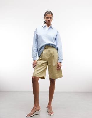 ASOS DESIGN - Hochwertiges Sweatshirt in Blau mit Rugby-Kragen