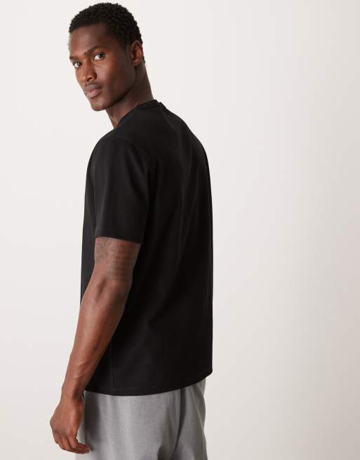 ASOS DESIGN – Hochwertiges T-Shirt aus Interlock-Jersey in Schwarz mit Rundhalsausschnitt , 3 von 4