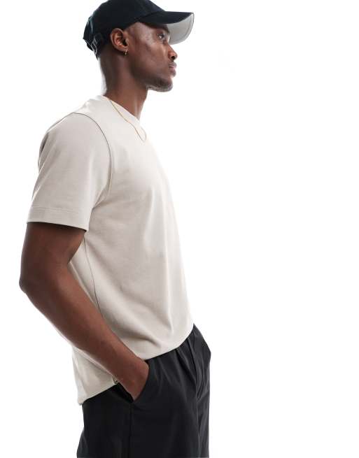 ASOS DESIGN – Hochwertiges T-Shirt in Steinbeige mit Rundhalsausschnitt aus schwerem Material, 300 g/m²