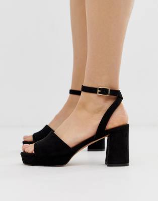 ASOS DESIGN Hockey platform heeled sandals in black