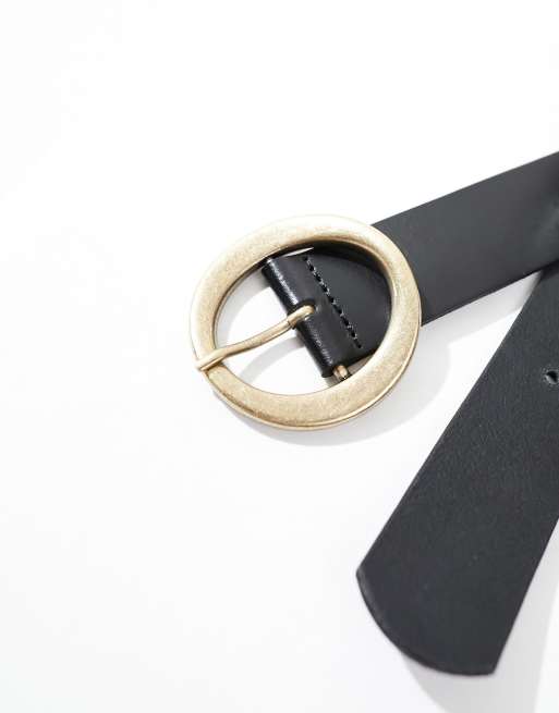 ASOS DESIGN – Höft och midjeskärp i läder med ovalt guldspänne , 3 av 4