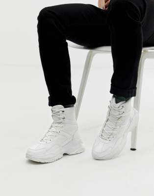 ASOS DESIGN high top trainers in white mesh with chunky sole White