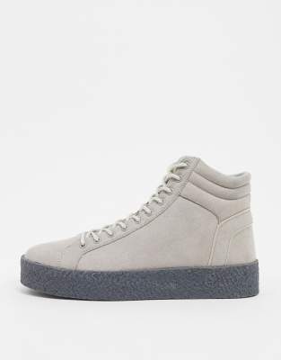 ASOS DESIGN - Hoge sneakers met dikke zool in grijs Grijs