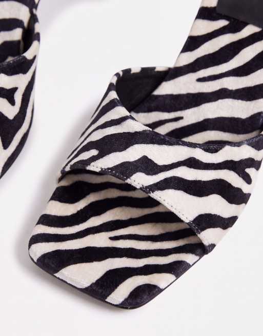 ASOS DESIGN Hola mid wedge mules in zebra, 8 of 8