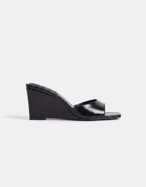ASOS DESIGN Hola sabot con zeppa media neri, 2 di 8