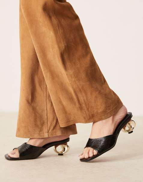 ASOS DESIGN – Holbrook – Mules in Schwarz mit Absatz aus Metall - view 1