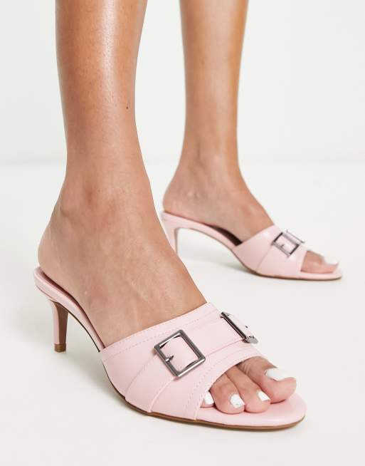 ASOS DESIGN - Holbrook - Sabot con tacco medio rosa con dettaglio in metallo
