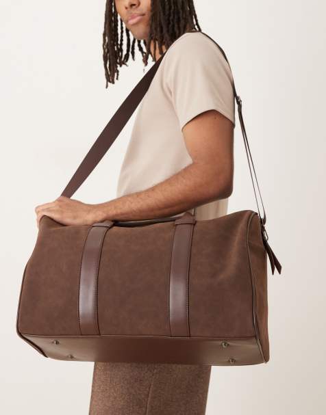 ASOS DESIGN holdall bag in brown suede - view 1