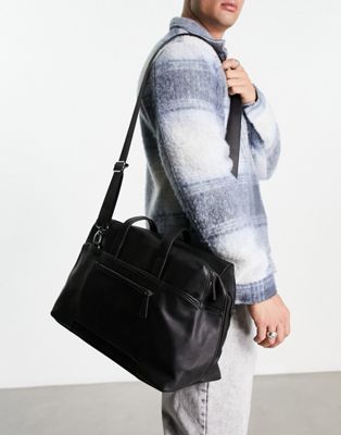ASOS DESIGN holdall in black faux leather 19 liters - ASOS Price Checker