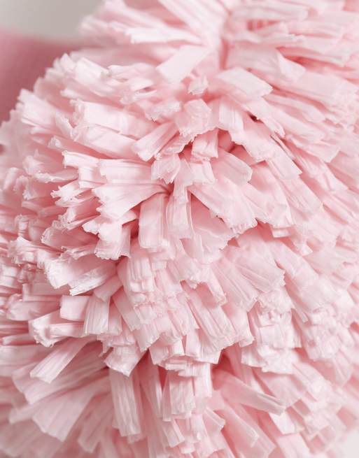 ASOS DESIGN Holden raffia mid-height heeled sandals in pink, 4 of 4