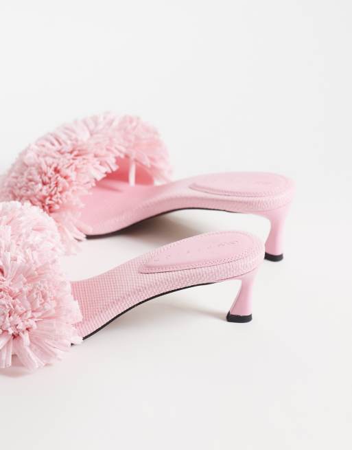 ASOS DESIGN - Holden - Sandalen van raffia met halfhoge hak in roze, 3 van 4