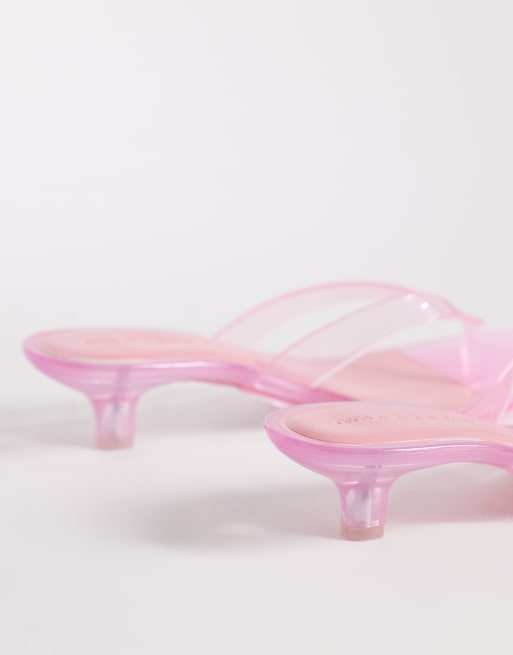 ASOS DESIGN – Holiday – Jelly-Zehenstegsandaletten in Rosa mit Kitten-Absatz, 3 von 4