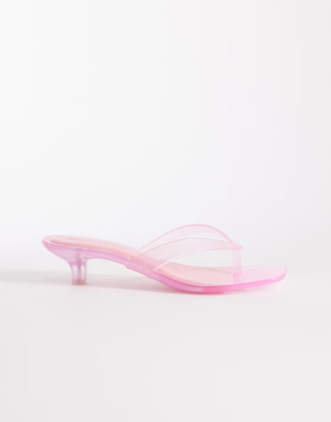 ASOS DESIGN - Holiday - Tongs en plastique souple à petit talon - Rose - view 1