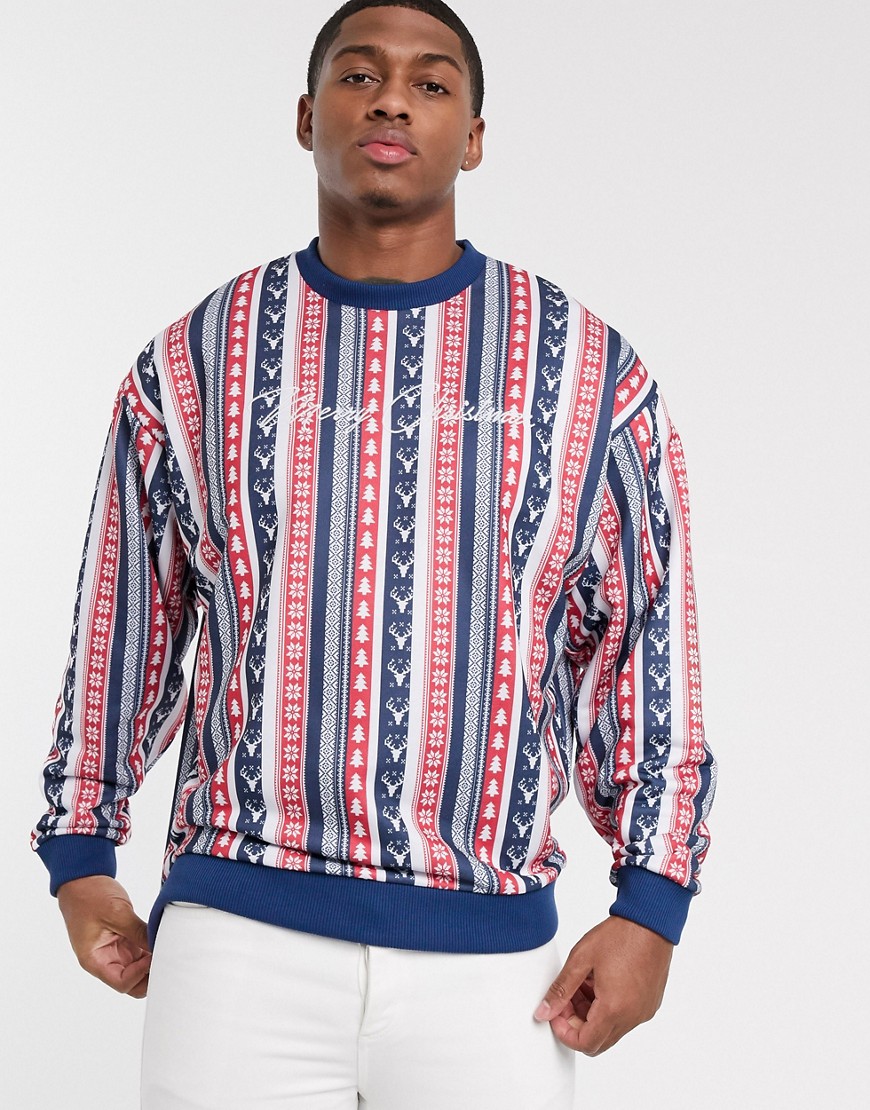 ASOS DESIGN Holidays oversized sweatshirt with embroidery-Multi