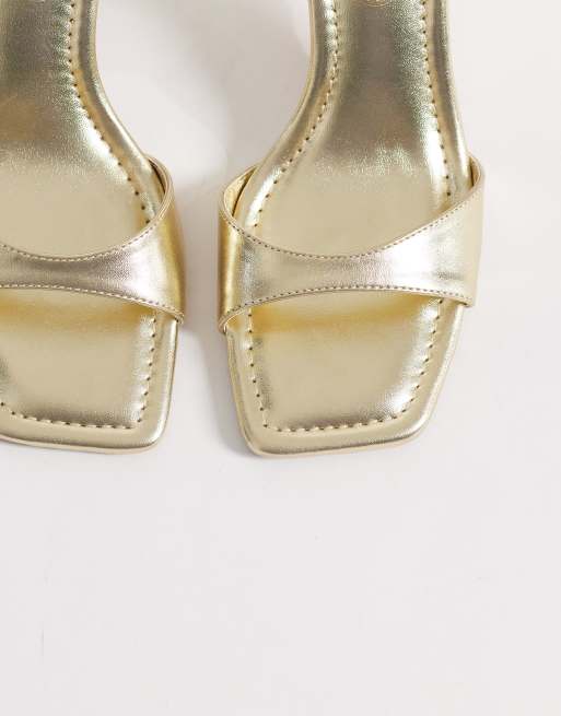 ASOS DESIGN - Hollow - Minimalistische sandalen met hak in goud, 3 van 4