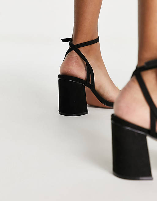 Womens Shoes Heels Sandal heels ASOS Wide Fit Holt Studded Mid Heeled Sandals in Black 