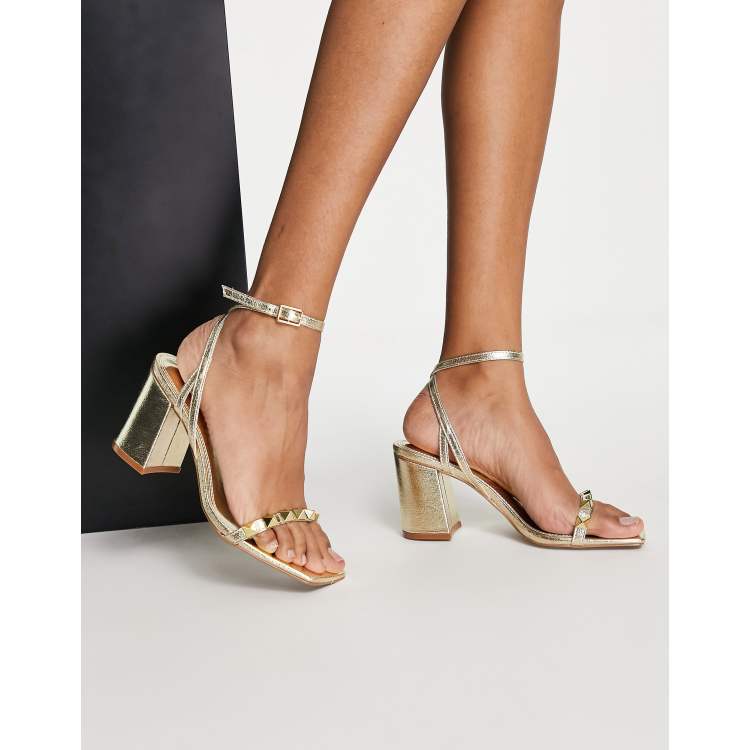 Gold studded shop heeled sandals