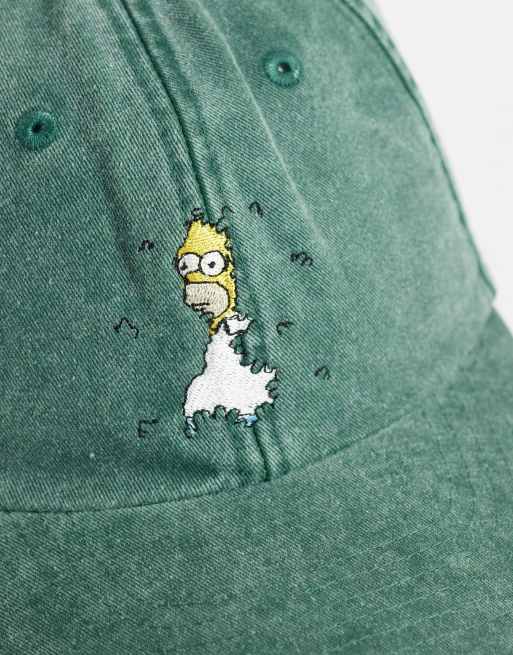 ASOS DESIGN homer simpson graphic washed cap in green, 2 of 3
