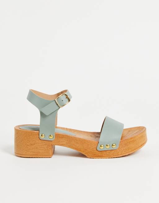 sage green block heel sandals