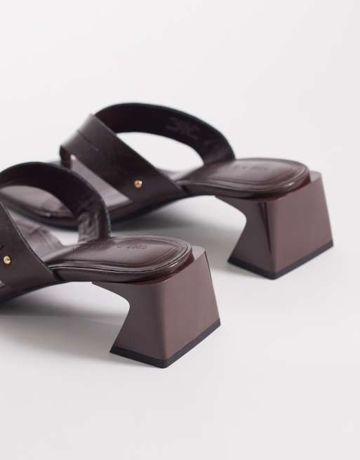 ASOS DESIGN - Honest - Sandales à talon carré et entre-doigts - Chocolat, 3 de 4
