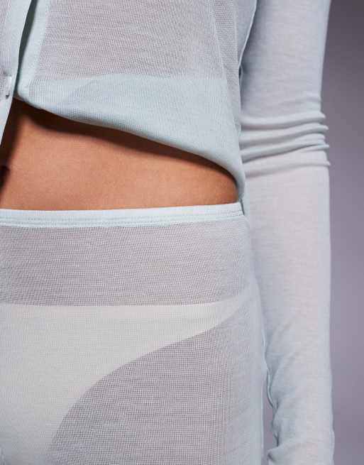 ASOS DESIGN – Honey – Salviagröna, halvskira pyjamasshorts med spetskant, 5 av 5