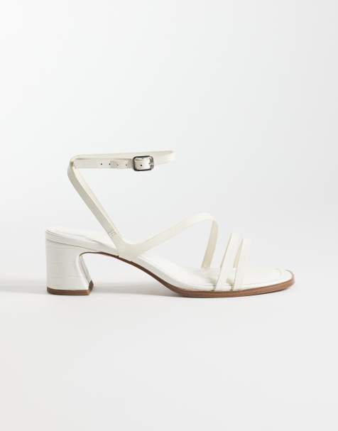 ASOS DESIGN - Honeybee - Sandales effet croco à talon carré mi-haut - Blanc cassé - view 1