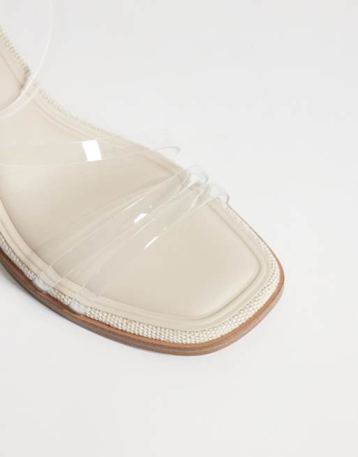 ASOS DESIGN - Honeybee - Sandali con tacco largo medio color naturale e trasparente, 3 di 4