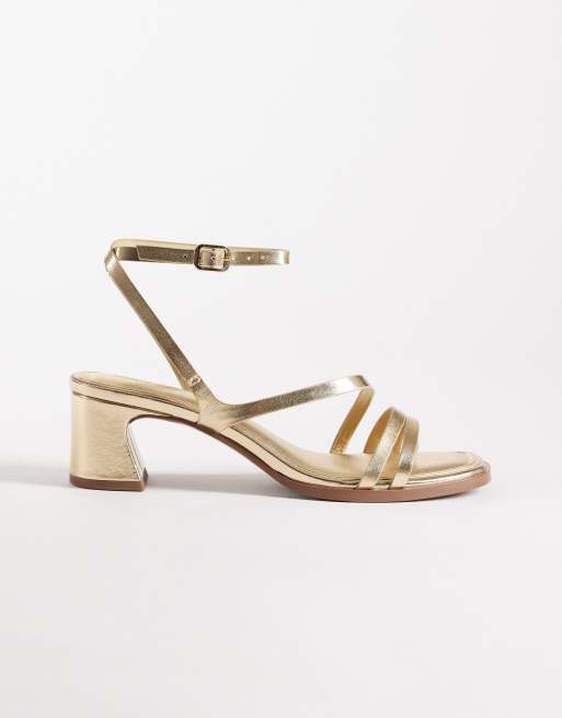ASOS DESIGN - Honeybee - Sandali con tacco largo medio color oro