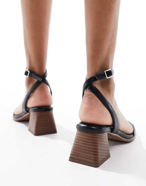 ASOS DESIGN Honeydew mid block heeled sandals in black, 3 of 4