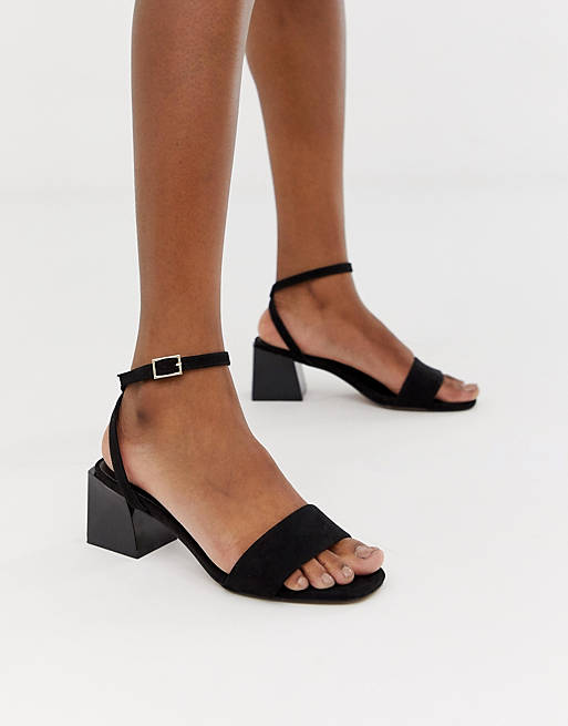 ASOS DESIGN Honeywell Block Heeled Sandals in black