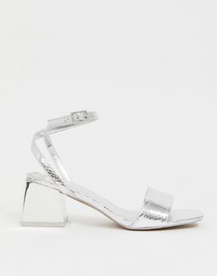 asos silver block heel sandals