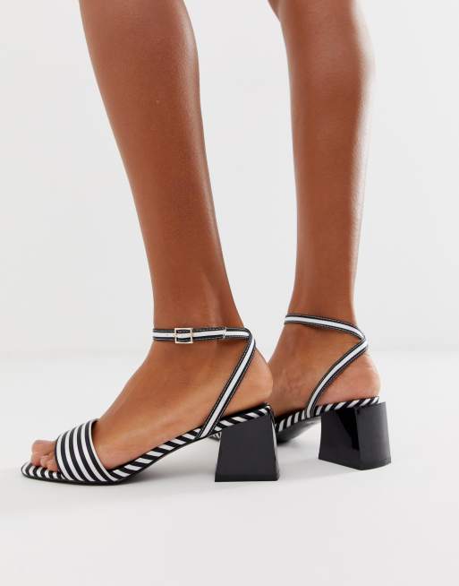 Striped block sale heel sandals