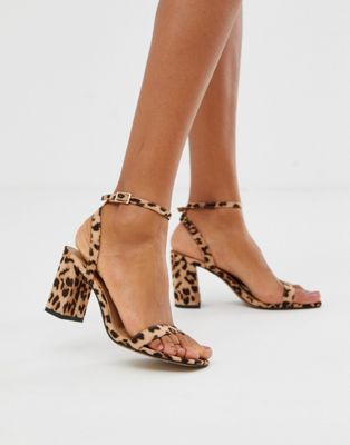 block heeled sandals in leopard | ASOS