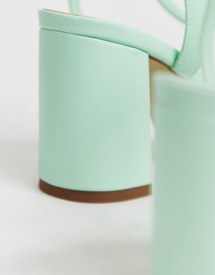 mint green block heel sandals