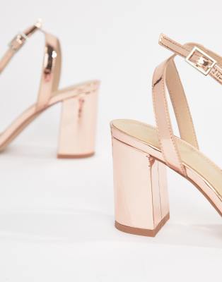 rose gold block heels asos