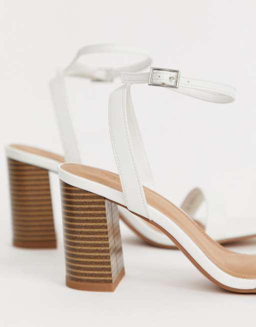 White wooden sales heel sandals