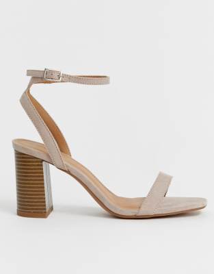 taupe block heels