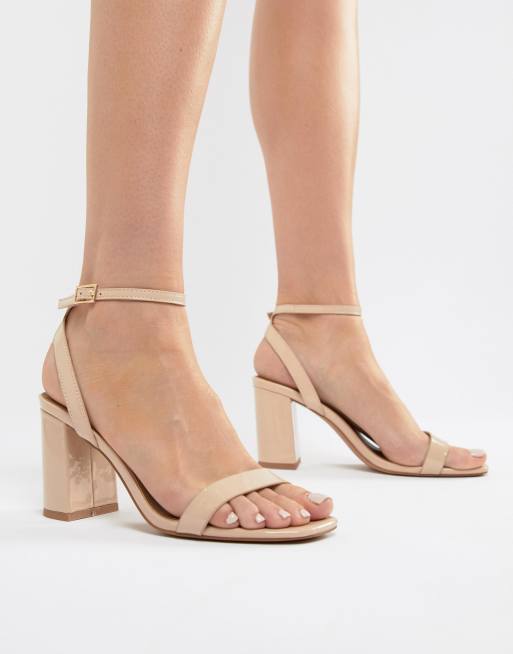 ASOS DESIGN – Hong Kong – Barely there-sandaler i varm beige nyans med blockklack
