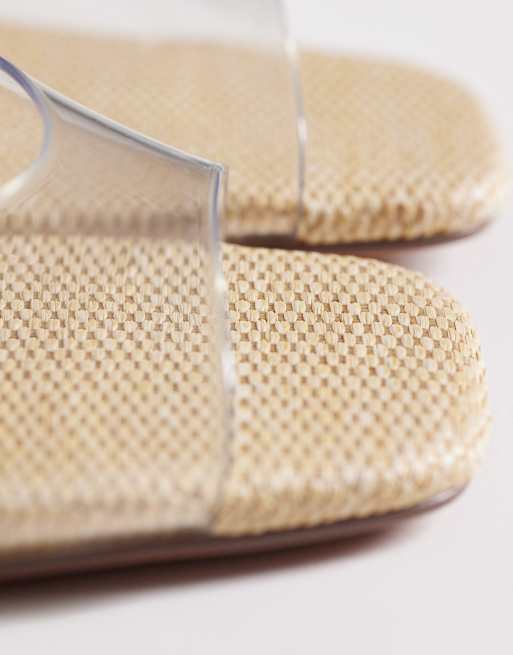 ASOS DESIGN Honour barely there block mid heel sandals in clear and natural, 3 of 4
