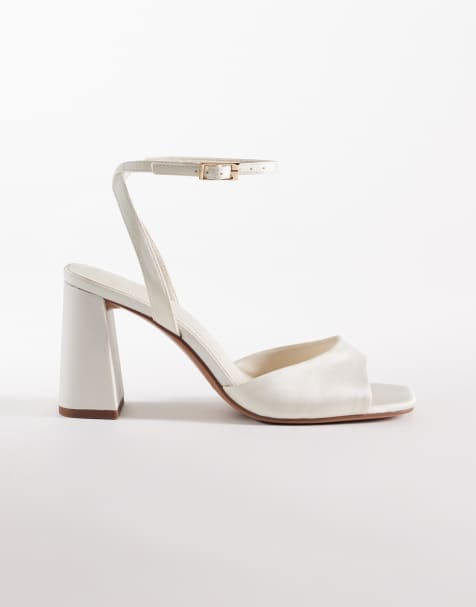 ASOS DESIGN Honour barely there block mid heel sandals in ivory - view 1
