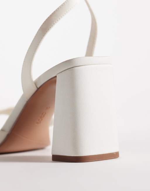 ASOS DESIGN Honour barely there block mid heel sandals in ivory, 2 of 4