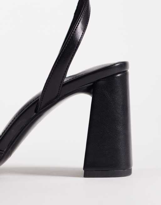 ASOS DESIGN – Honour – Filigrane Sandalen aus Kunstleder in Schwarz mit mittelhohem Blockabsatz, 2 von 4
