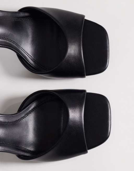 ASOS DESIGN – Honour – Filigrane Sandalen aus Kunstleder in Schwarz mit mittelhohem Blockabsatz, 3 von 4