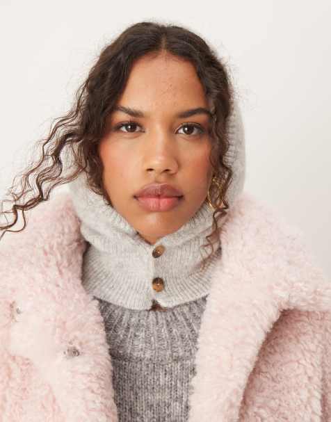 ASOS DESIGN hood in light grey with button detail - view 1